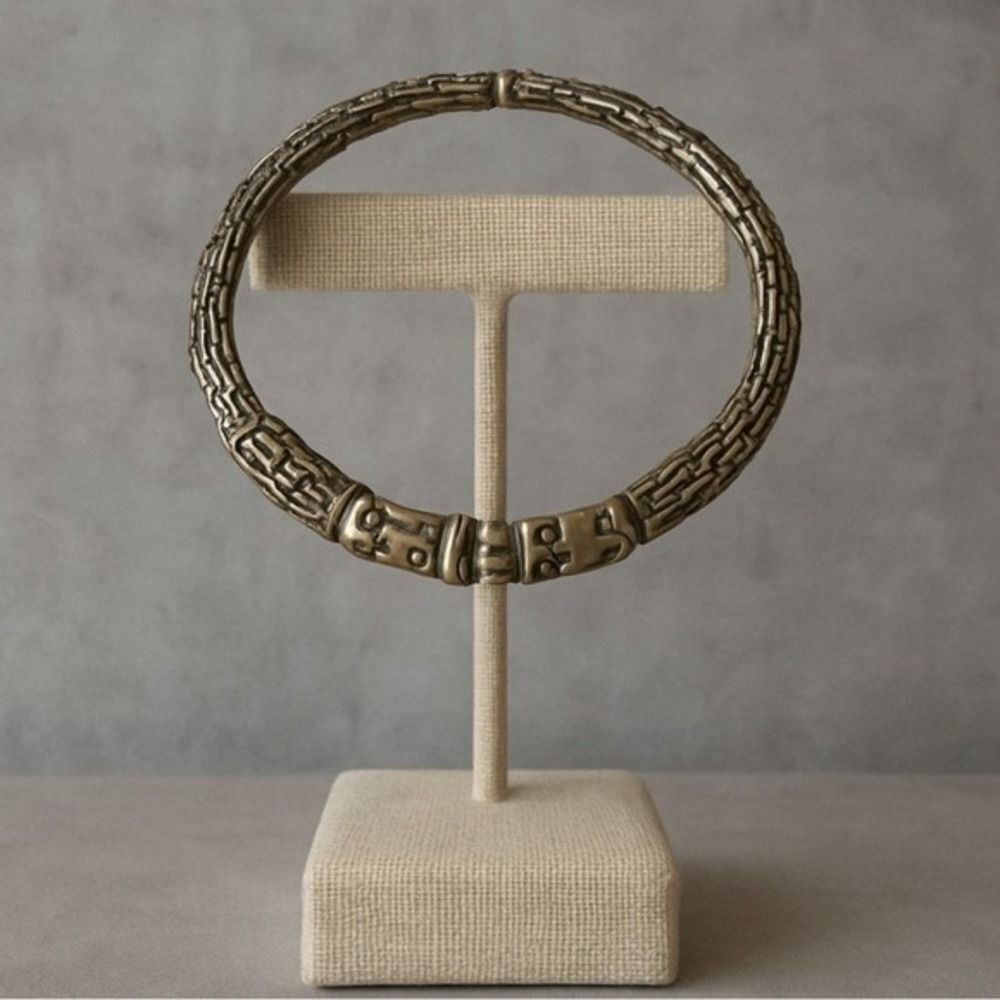 Y2K Vintage Womens Silver Tone Byzantine Antiqued Stretch Bangle Bracelet